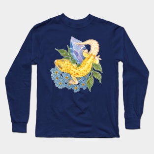 Leopard Gecko with Crystals & Forget-Me-Nots Long Sleeve T-Shirt